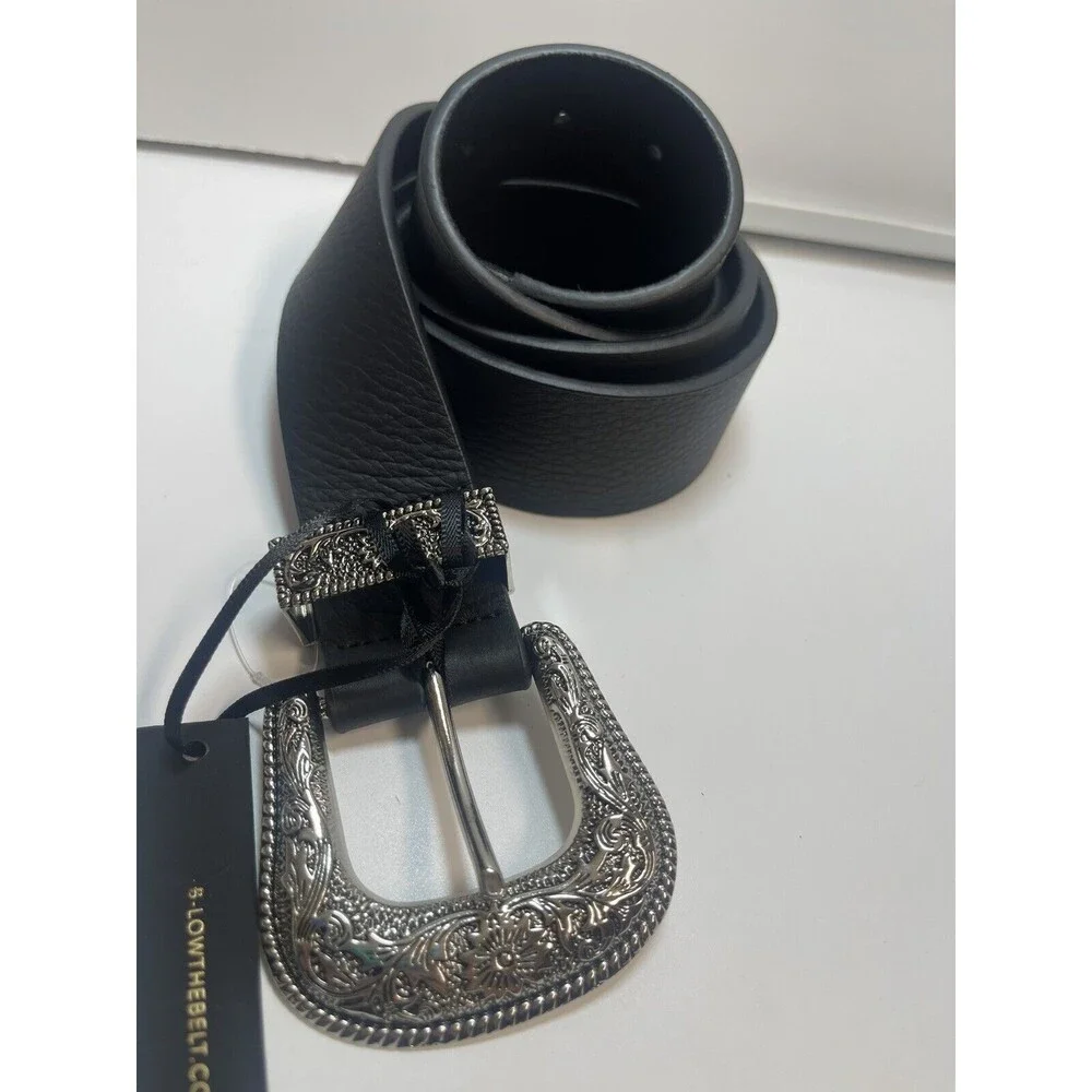 B-Low The Belt Black Leather Frank Belt Sz L New W/Missing Metal Point
